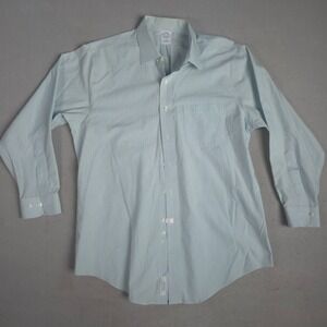 Brooks Brothers Men Slim Fit Non Iron Light Blue Stripe Dress Shirt 16 1/2 34/35